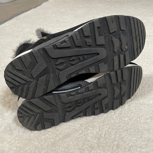 Joyks Made in Italy Fur Lined Booties Black Suede Sporty Flat Gray White 38 7.5 - Picture 6 of 6